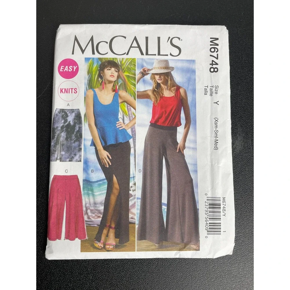 00349 - McCall's M6748 Sewing Pattern Easy Knits Misses' Top Skirt Pants Size Y